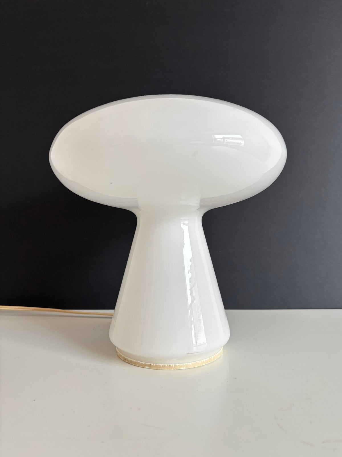Prachtige vintage mushroom tafellamp, wit opaalglas 70s, Ophalen of Verzenden, Huis en Inrichting