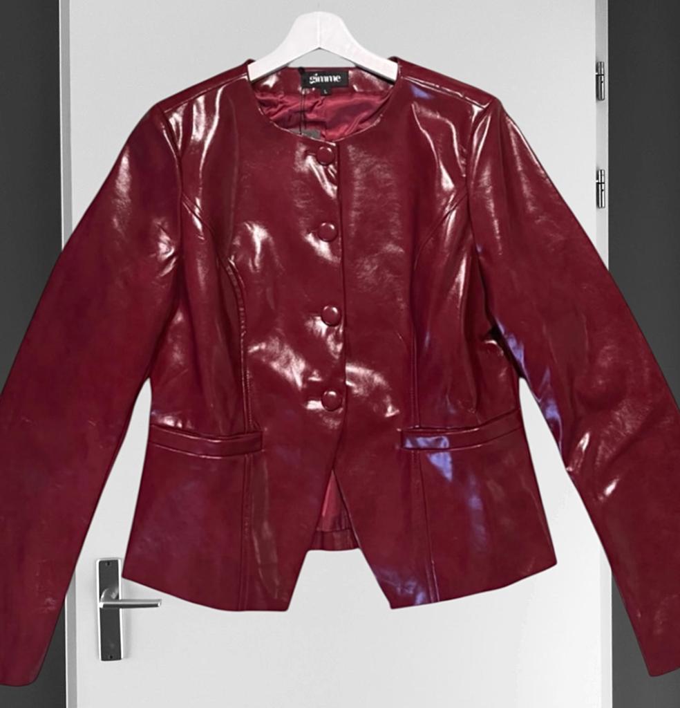 Gimme Bordeaux Glanzend Jasje - Maat L, Kleding | Dames, Jasjes, Kostuums en Pakken, Verzenden, Maat 42/44 (L), Nieuw, Jasje