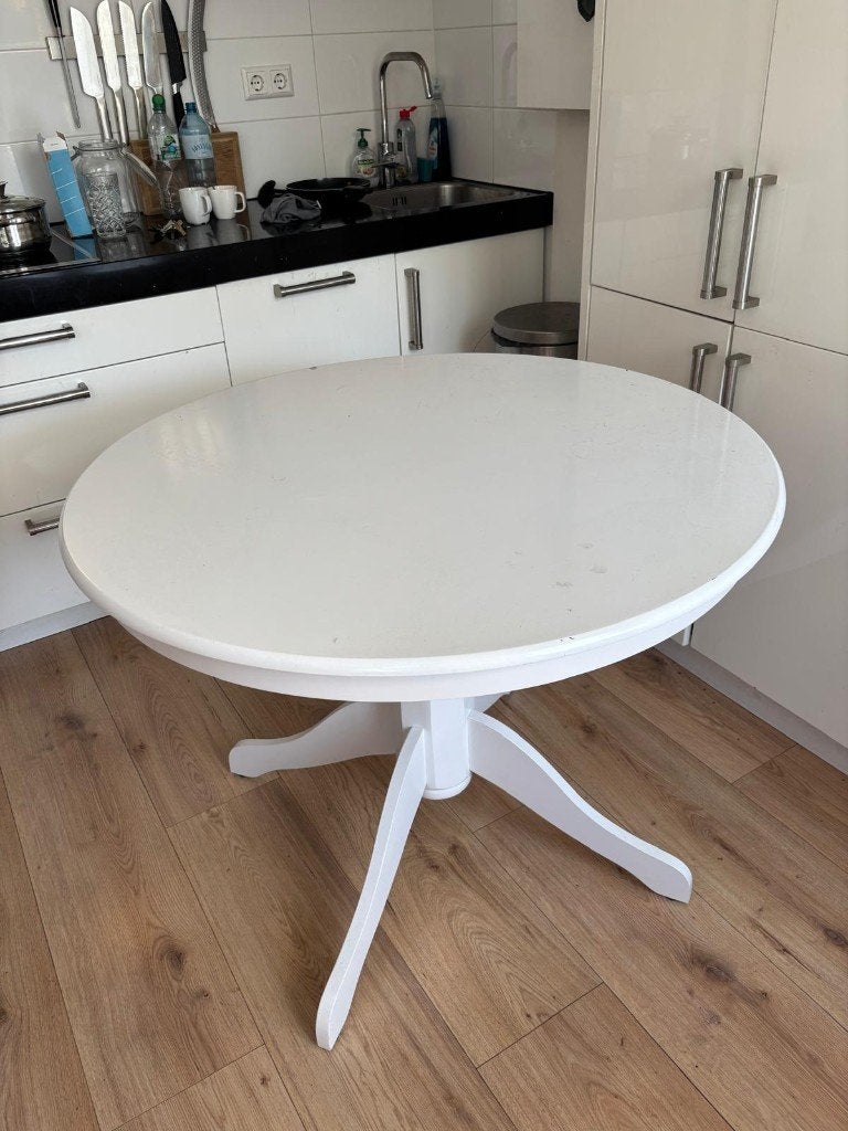 JYSK ASKEBY ronde eettafel wit Ø100 cm, Ophalen, Gebruikt, 50 tot 100 cm, Rond