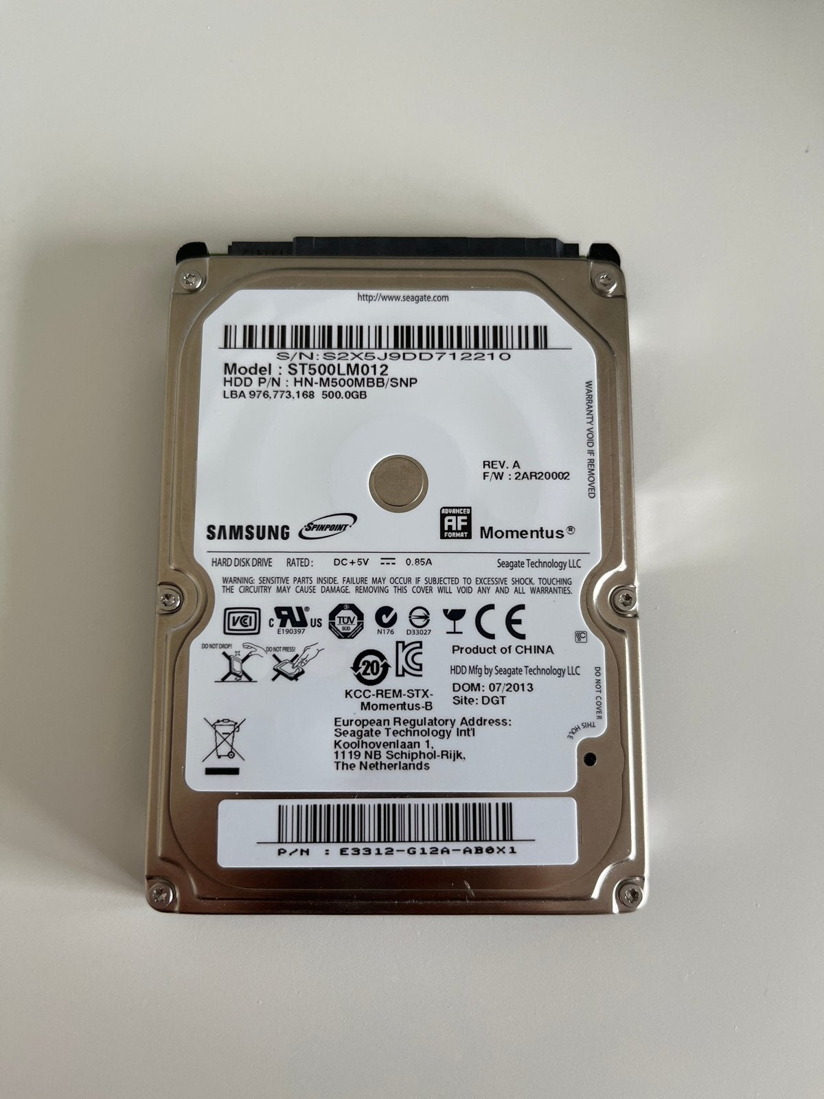 Samsung Momentus 500GB HDD - SATA - Intern, Intern, Gebruikt, Ophalen of Verzenden, Laptop