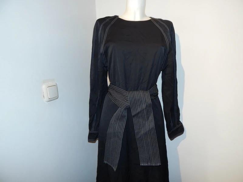 Les Coyotes de Paris zwarte maxi dress witte stiksels S, Verzenden, Zwart, Zo goed als nieuw, Maat 36 (S)