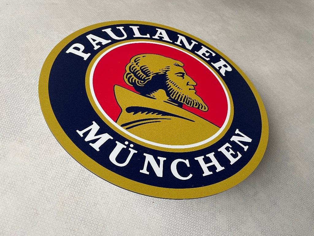 Reclamebord Paulaner logo groot, aluminium, 40x40 cm, Ophalen of Verzenden, Nieuw, Reclamebord, Plaat of Schild, Overige merken