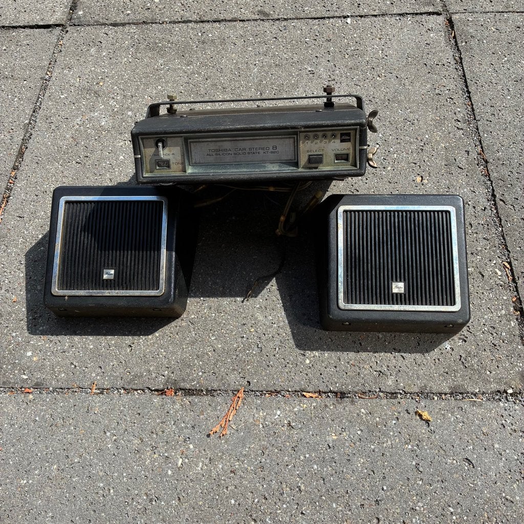 Vintage Toshiba Car Stereo 8-track speler met speakers, Ophalen, Enkel, Overige merken