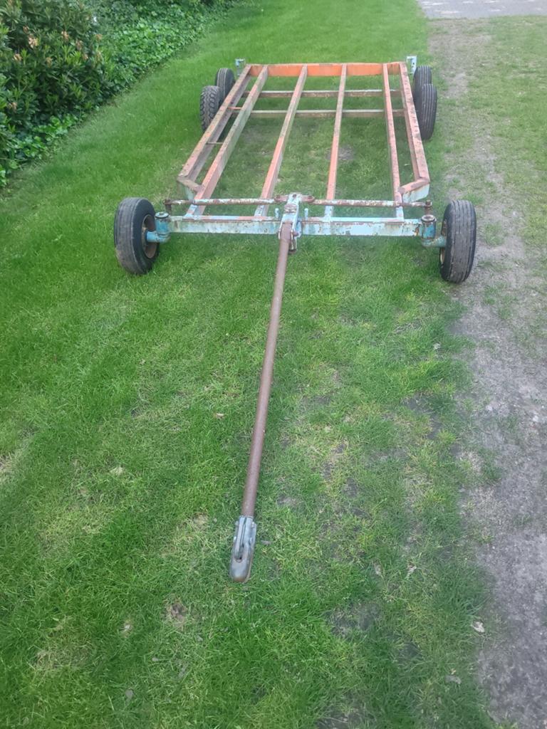 Platte wagen transportkar met oprijplaten 1,54x3,3m, Doe-het-zelf en Verbouw, Transportwagens, Ophalen, Gebruikt