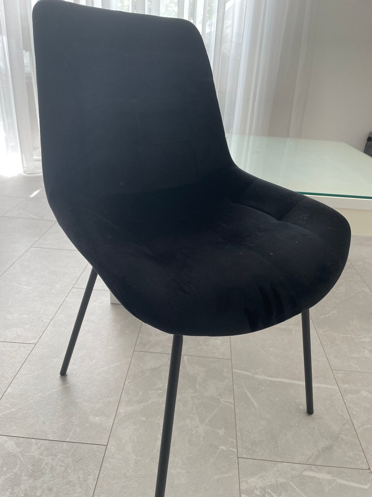 Eetkamerstoel fluweel 6x zwart CASA, Ophalen, Zo goed als nieuw, Zwart, Vijf, Zes of meer stoelen