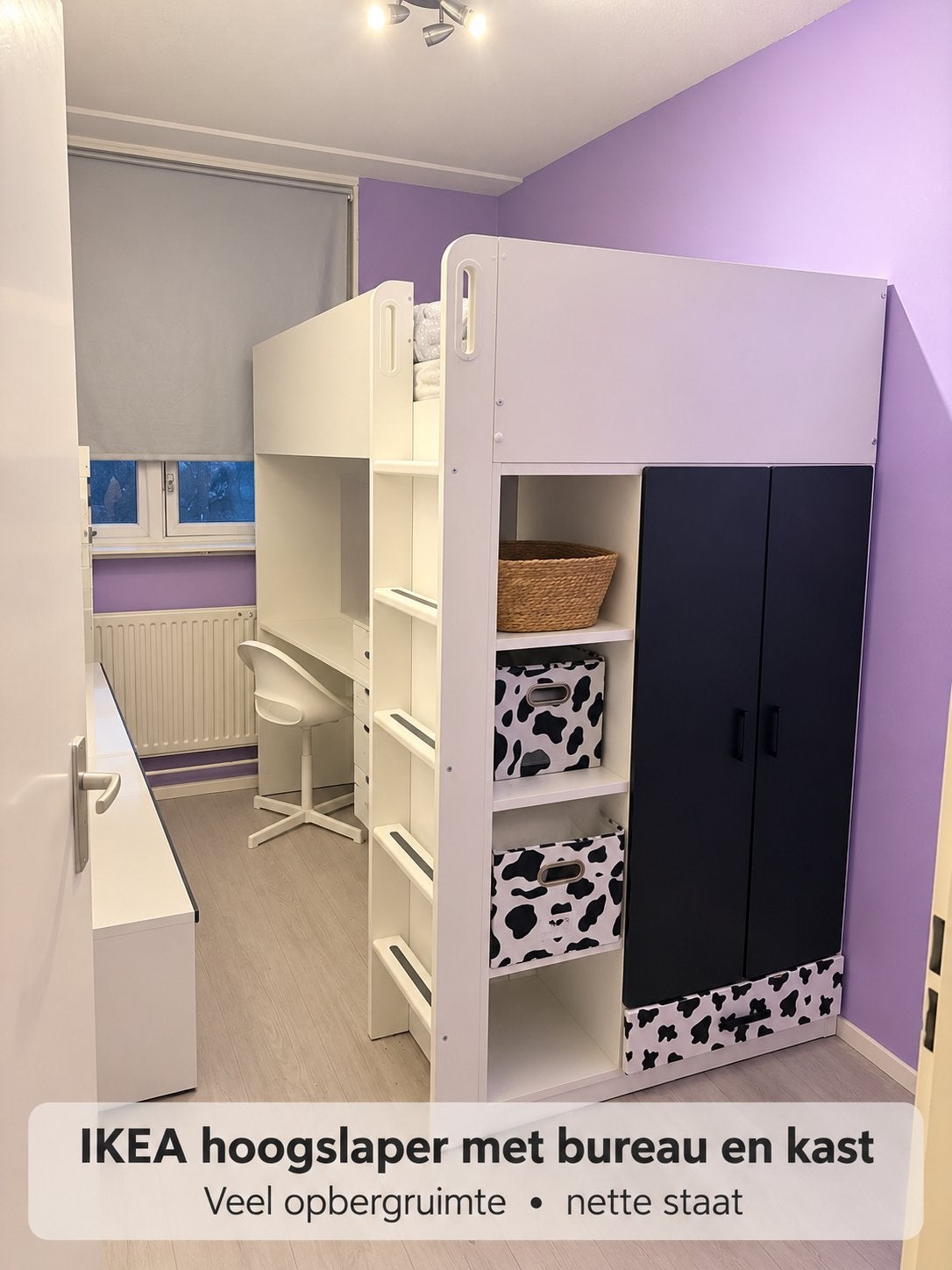IKEA Hoogslaper met Bureau en Kast - Veel Opbergruimte, Huis en Inrichting, Gebruikt, Eenpersoons, Ophalen of Verzenden, 200 cm
