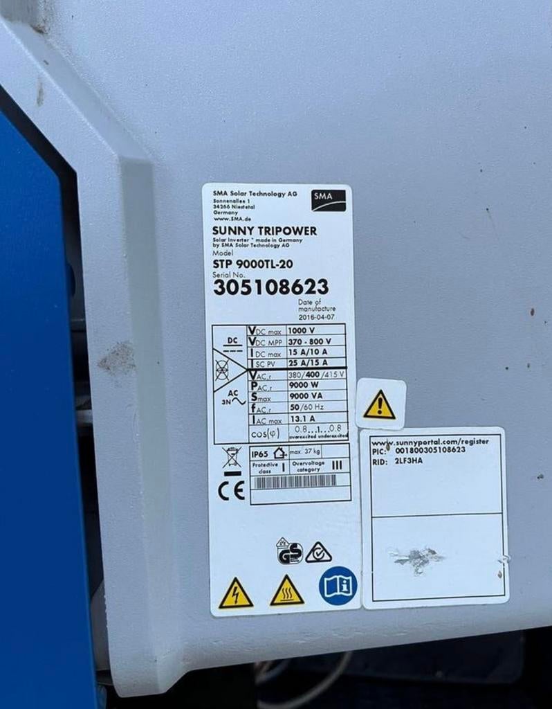 SMA Sunny Tripower STP 9000TL-20 Omvormer, Ophalen, Gebruikt, Overige typen