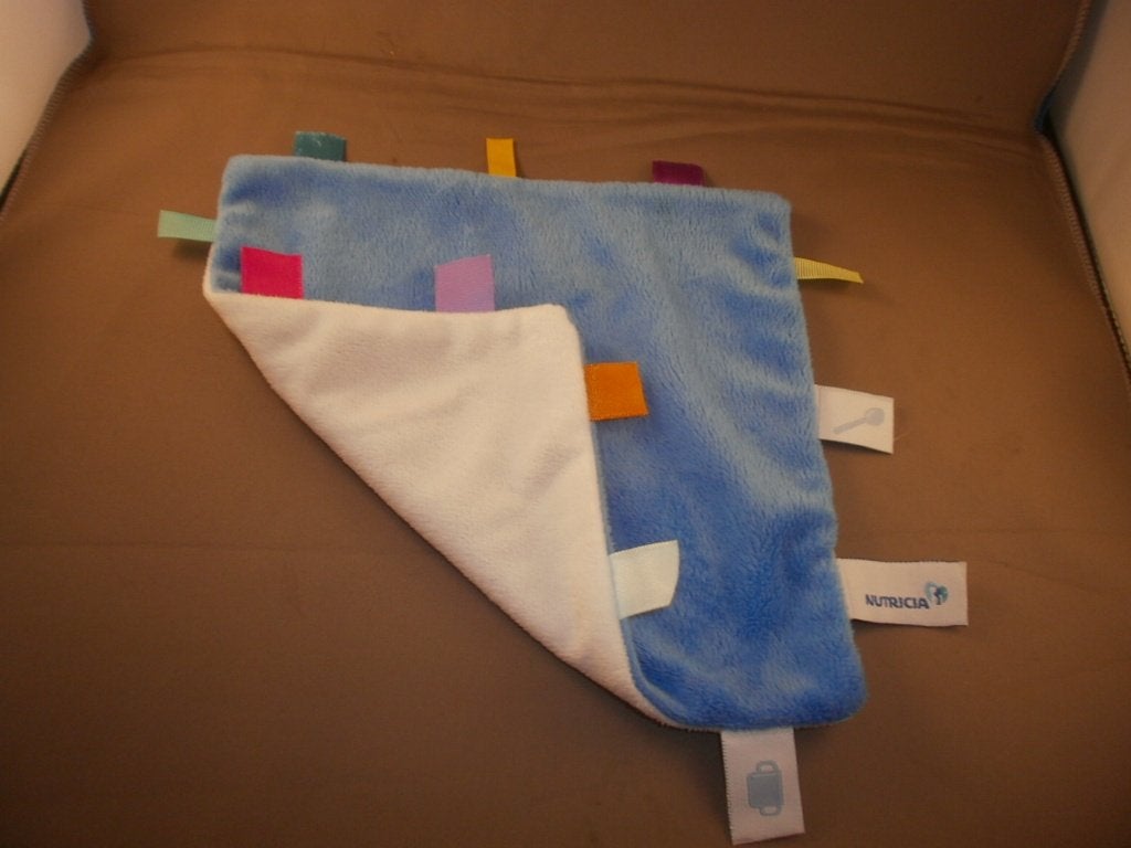Nutricia labeldoekje blauw/wit velours 20x20 cm rondom, Kinderen en Baby's, Speelgoed | Knuffels en Pluche, Blauw, Nieuw, Ophalen of Verzenden
