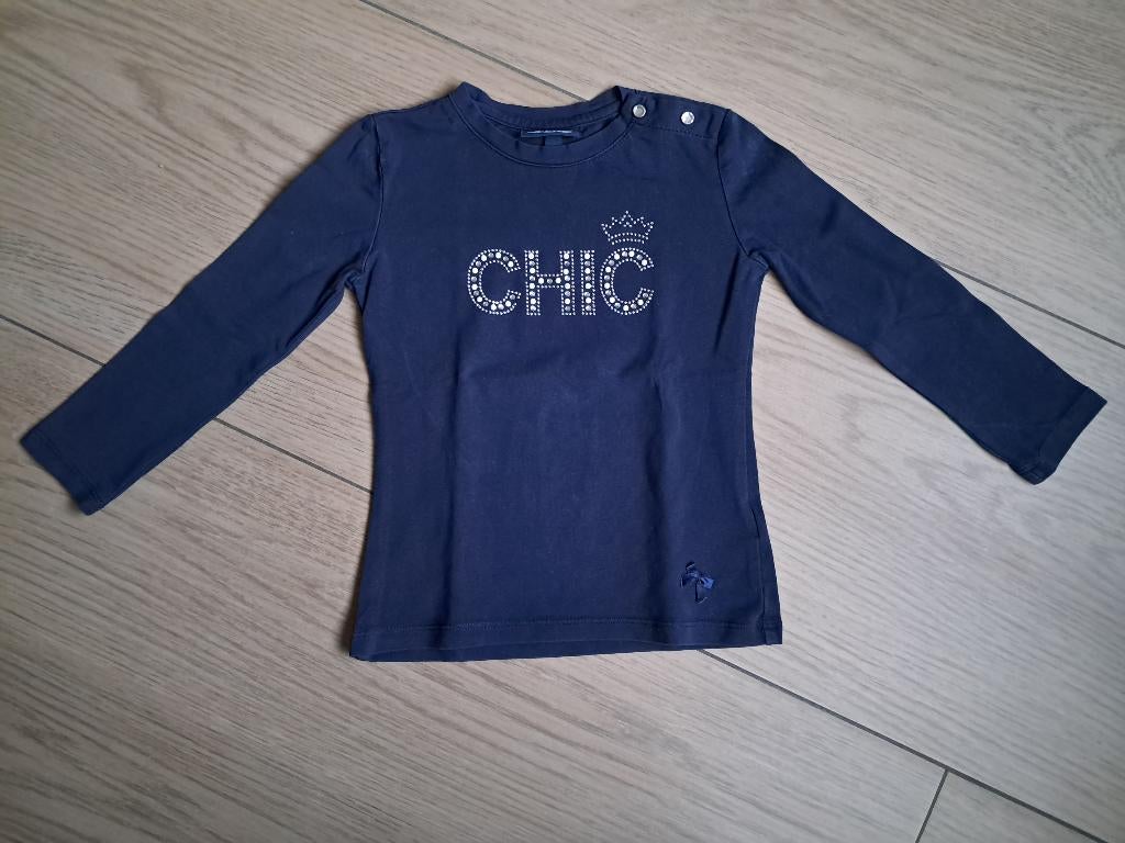 K307 Donkerblauw shirt Le Chic maat 92, Kinderen en Baby's, Kinderkleding | Maat 92, Zo goed als nieuw, Meisje, Shirt of Longsleeve