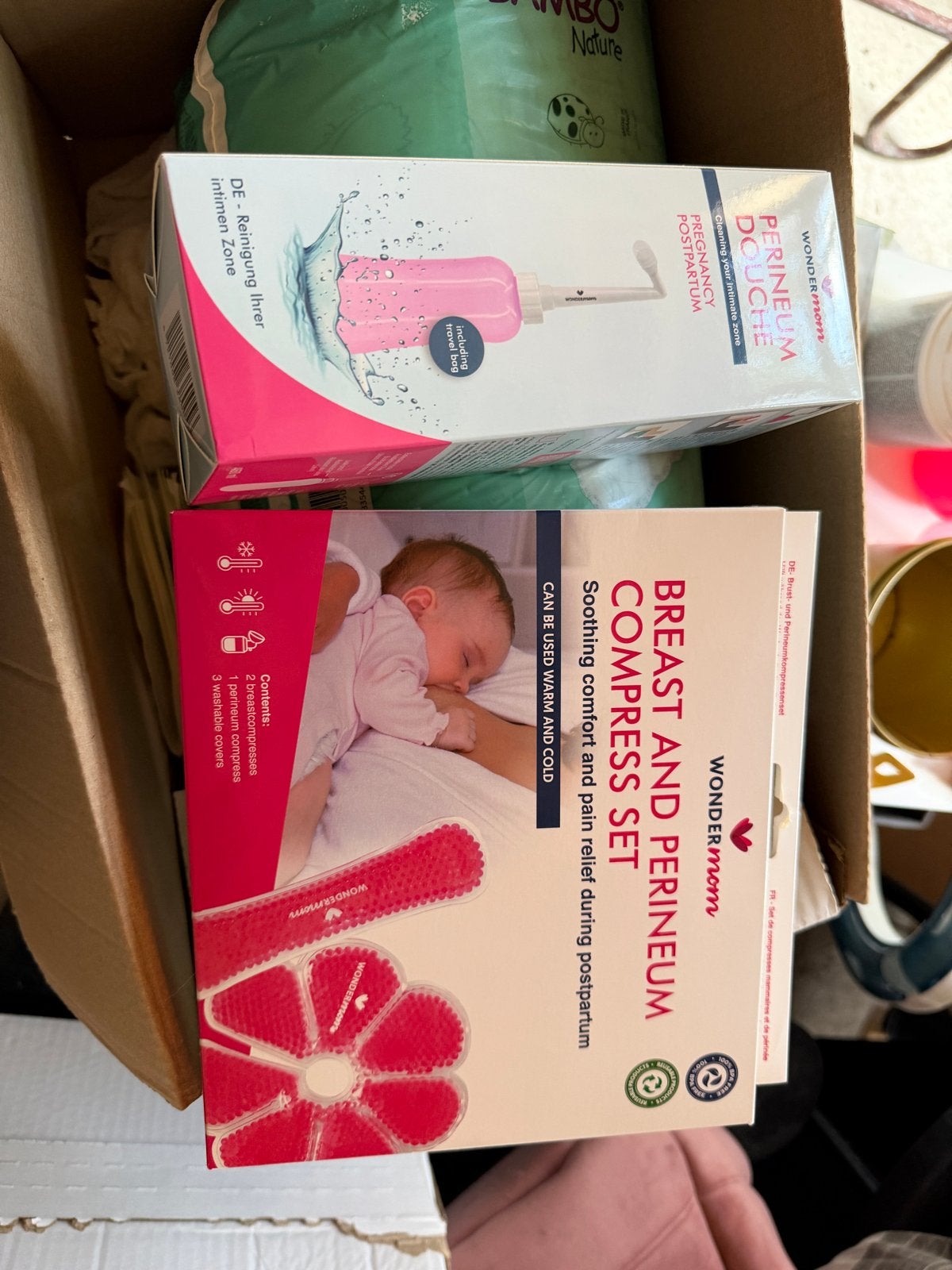 Kraampakket: WonderMom Perineum Douche, Compress Set, Matten, Ophalen, Nieuw