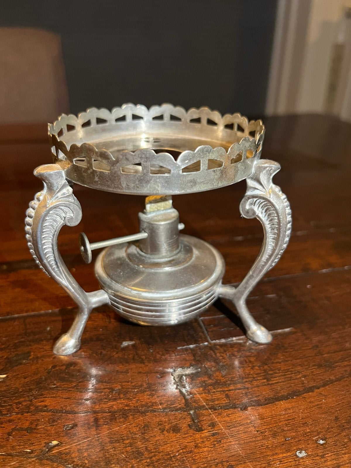 Antieke zilverkleurige theelicht/rechaud, Antiek en Kunst, Ophalen of Verzenden