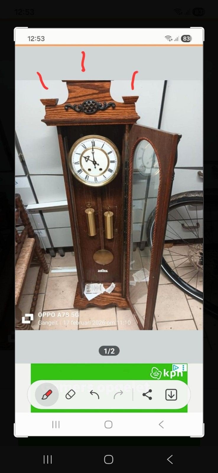 Antieke staande klok - Klassieke houten vloerklok, Antiek en Kunst, Ophalen