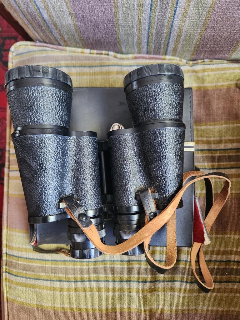 Vintage Japanse Verrekijker 7x50 - Field 7.1 - Met Etui, Gebruikt, Minder dan 8x, Met hoes of tas, Porro (met knik)
