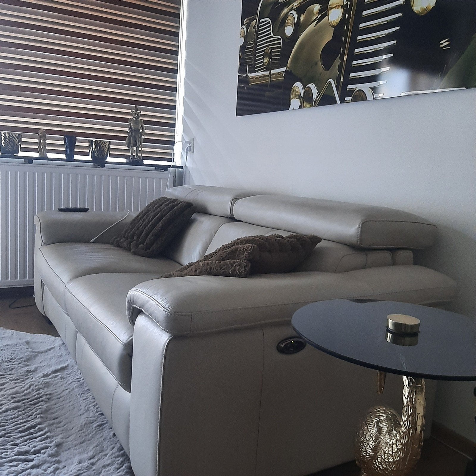 Cremeleren relaxbank..2.05 bij 95cm, Ophalen, Zo goed als nieuw