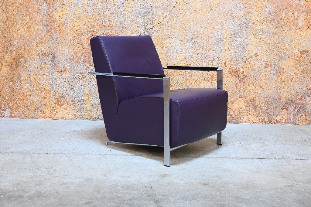 ZGANieuw paarse leren Harvink Alowa design fauteuil, Harvink, Harvink, 75 tot 100 cm, Ophalen of Verzenden