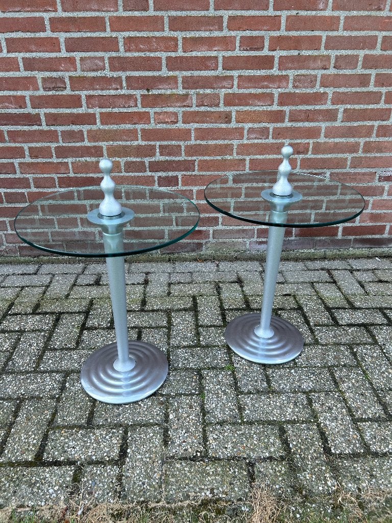2x Leolux Zygo bijzettafels, Minder dan 55 cm, Rond, Leolux, Ophalen