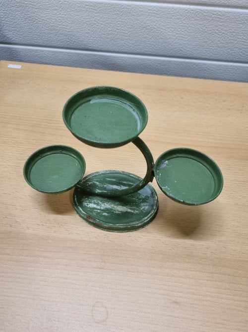 Kandelaar retro groen metaal, Ophalen of Verzenden