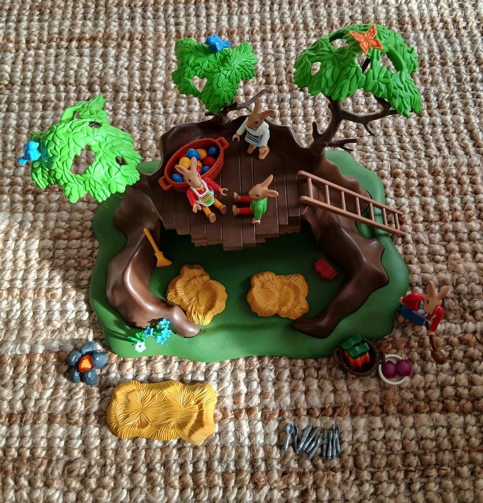 playmobil hazenfamilie met boomhuis 4460, Ophalen, Zo goed als nieuw