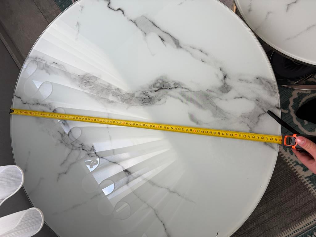 Ronde salontafel met marmerlook blad, Rond, 75 cm of meer, Ophalen, 45 tot 60 cm