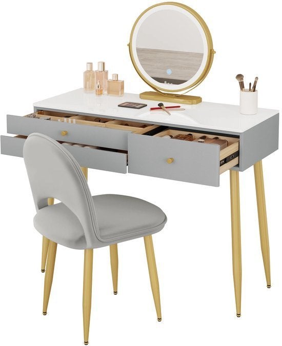 Make-Up Tafel - met Spiegel - LED Spiegellicht - Kaptafel -, Corvance B.V., Verzenden, Nieuw, Corvancebol@gmail.com