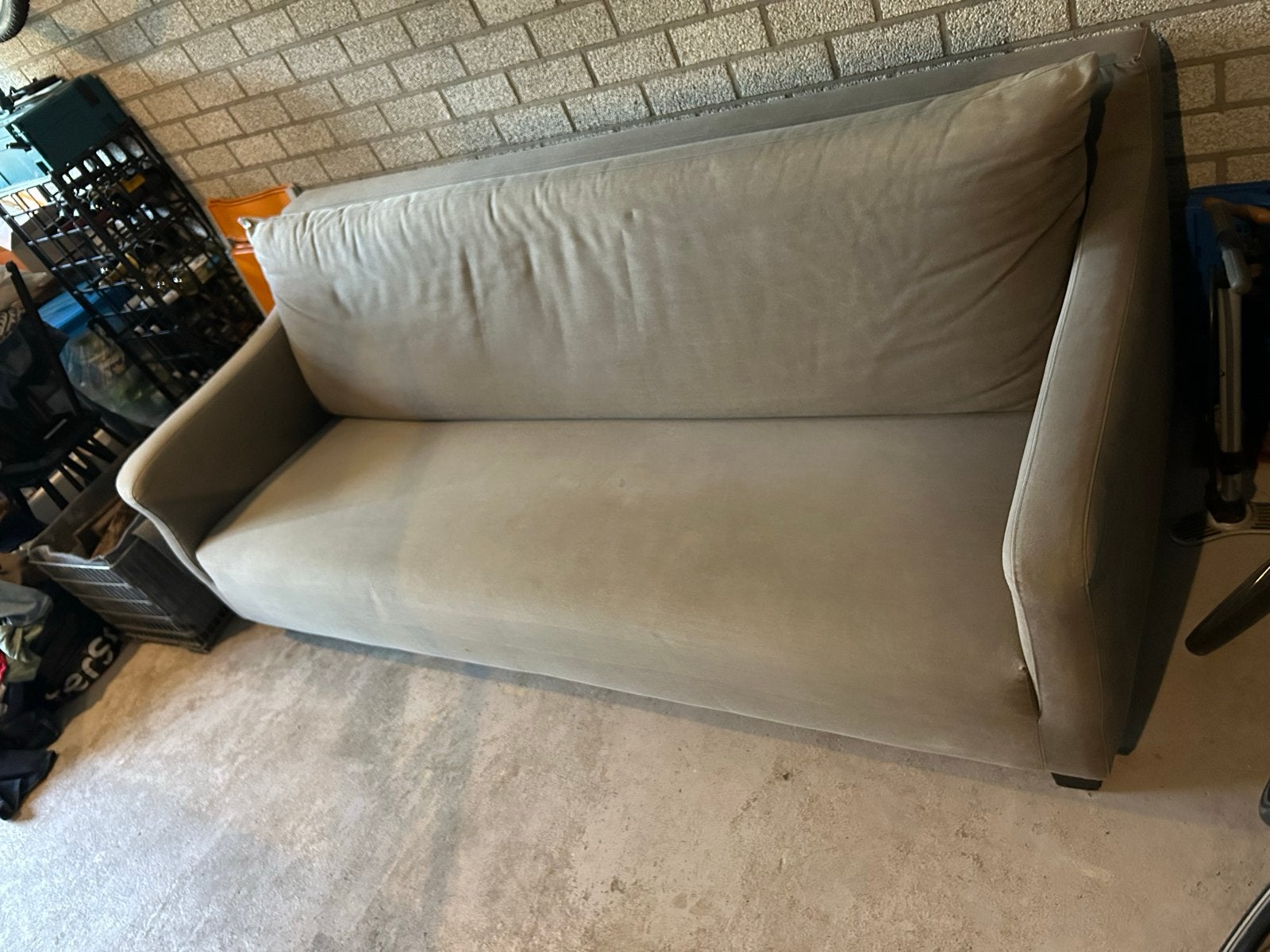Comfortabele bank en 2 fauteuils - Grijs/Groen, Ophalen, Gebruikt, 150 tot 200 cm, Tweepersoons