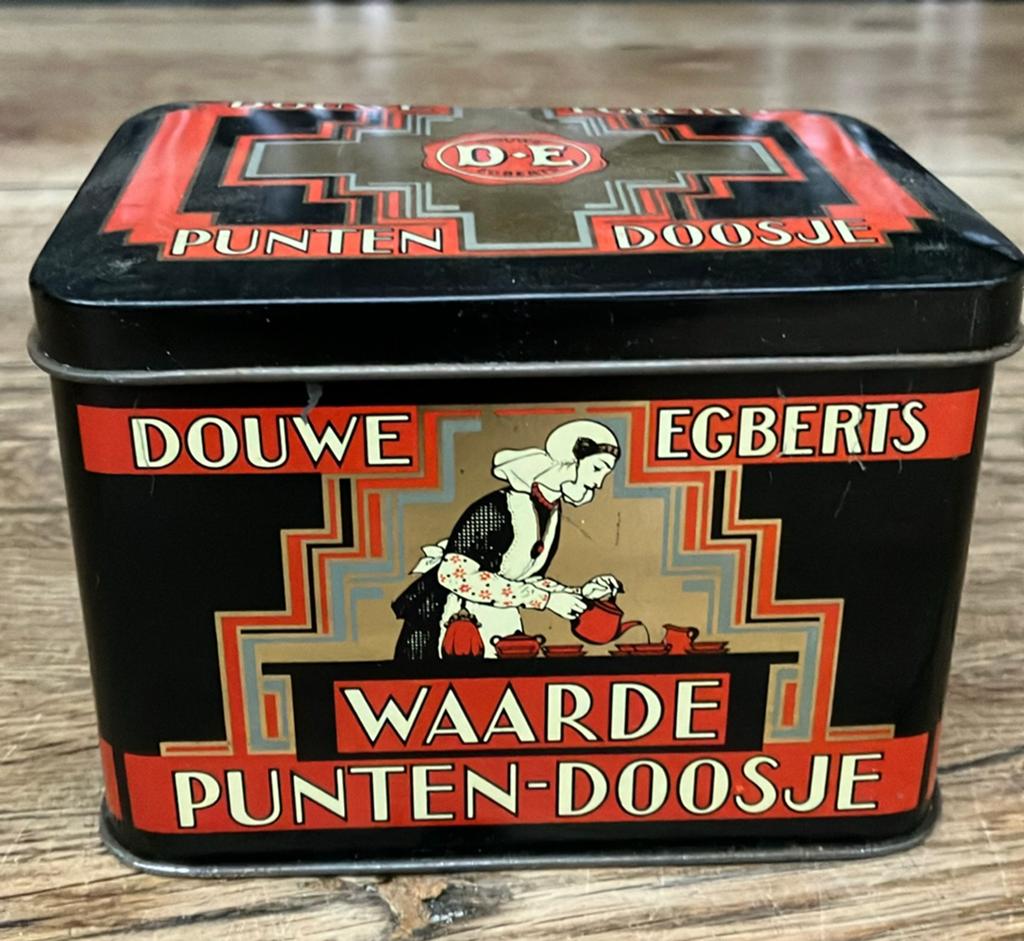 Mooi Douwe Egberts (D.E.) waarde punten blik, Ophalen of Verzenden, Gebruikt, Gebruiksvoorwerp