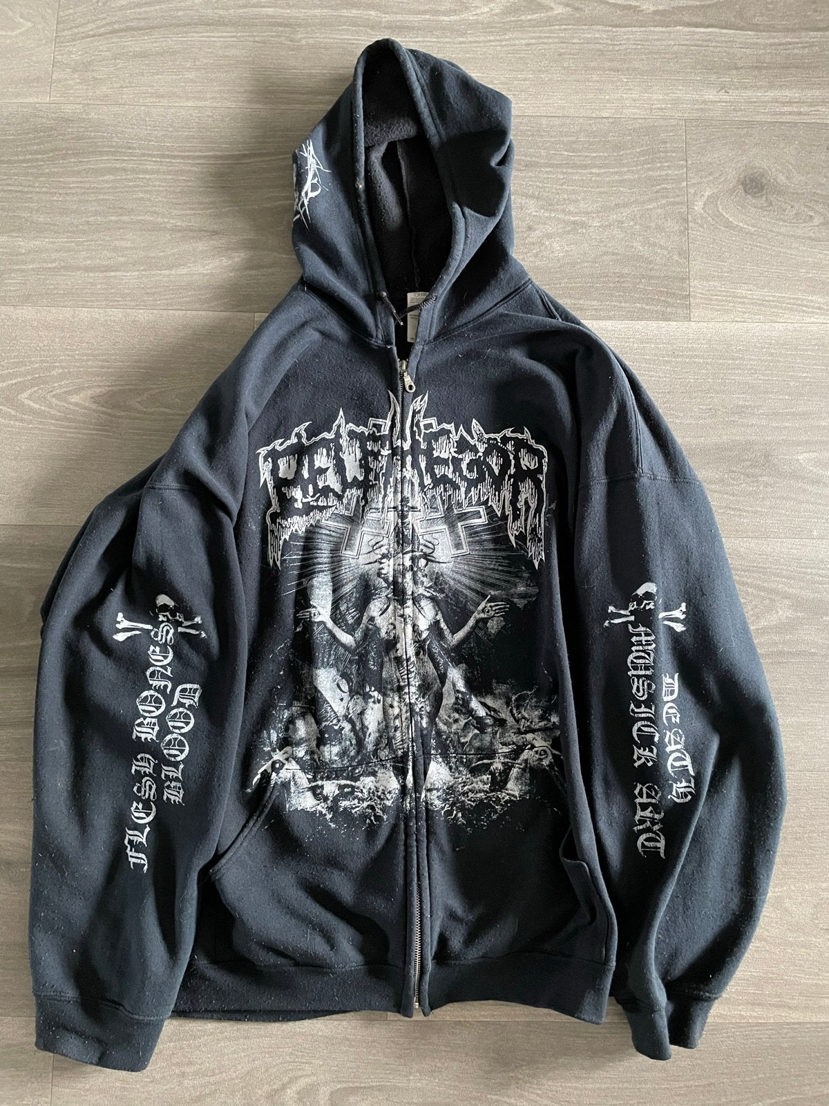 Belphegor 3XL Hoodie Zipper - Zwart, Ophalen of Verzenden, Gedragen