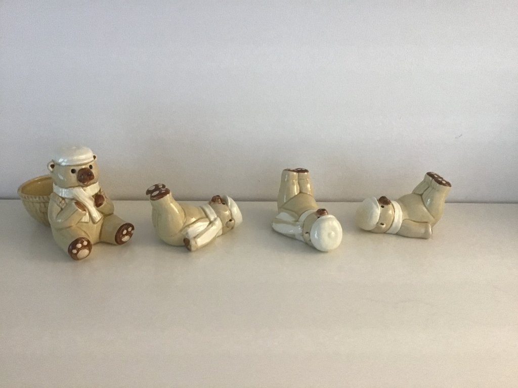 4 superleuke vintage berenbeeldjes - schattig en gaaf!, Ophalen of Verzenden, Gebruikt, Beeldje, Overige merken