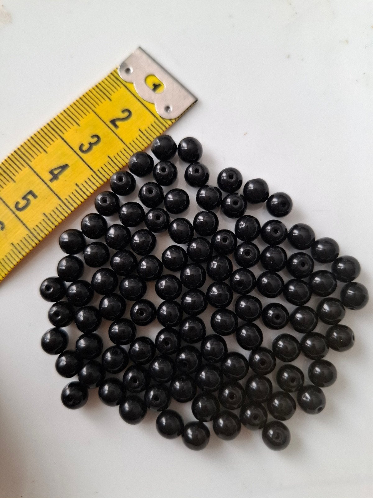 98 stuks 6 mm glaskralen zwart kralen partij, Kraal, -, -, Nieuw