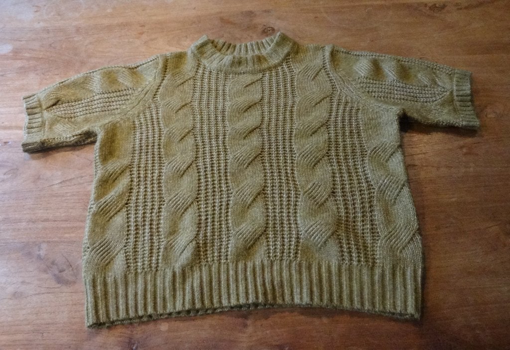 NIEUW! Kabeltrui met korte mouw (S) HEMA, Bruin, Nieuw, Ophalen of Verzenden, Maat 36 (S)