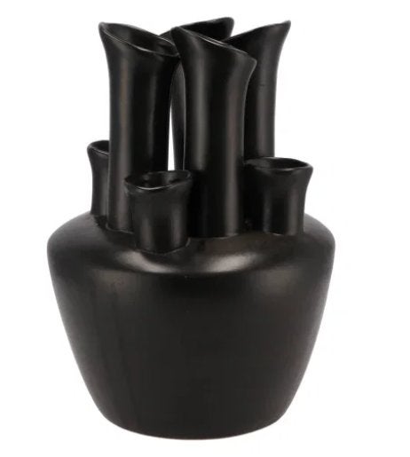 Design vaas  DK grote zwarte toetervaas- tulpenvaas, Huis en Inrichting, Ophalen, 32 cm, Zwart, Nieuw