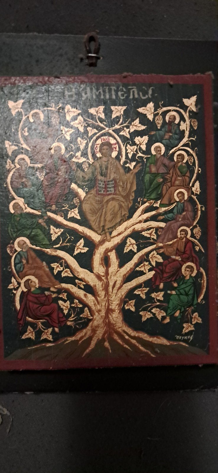 Antieke Byzantijnse Icoon - Levensboom, Ophalen of Verzenden
