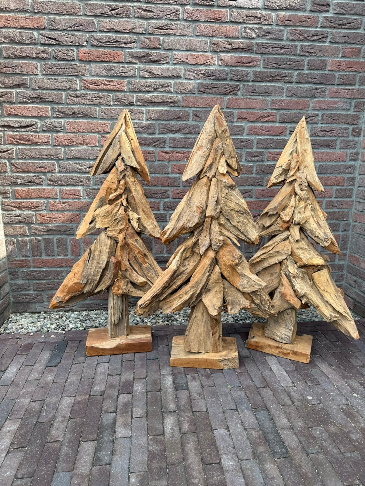 Houten kerstboompjes 3 stuks, Diversen, Ophalen, Gebruikt