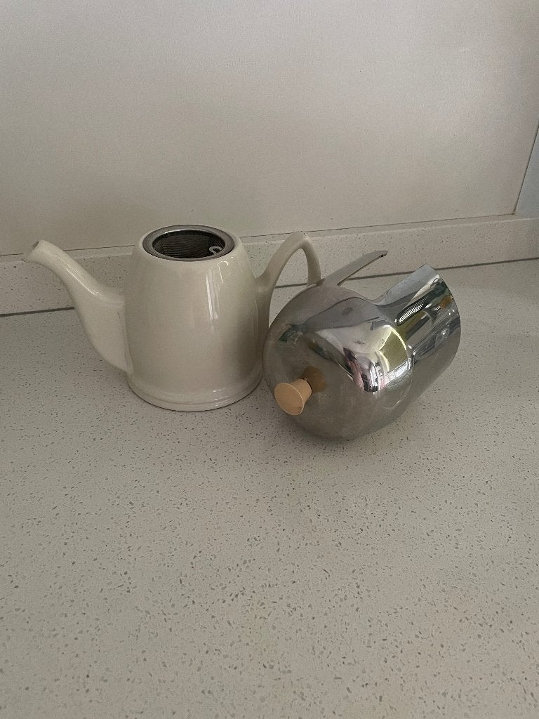 Theepot met warmhouder van Guy Degrenne, Gebruikt, Vintage, Ophalen of Verzenden, Guy Degrenne