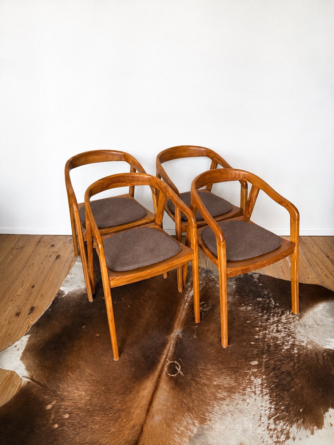 4 Teak Caddo Lasse stoelen | Mid-Century / Japandi, Ophalen, Bruin, Zo goed als nieuw, Vier