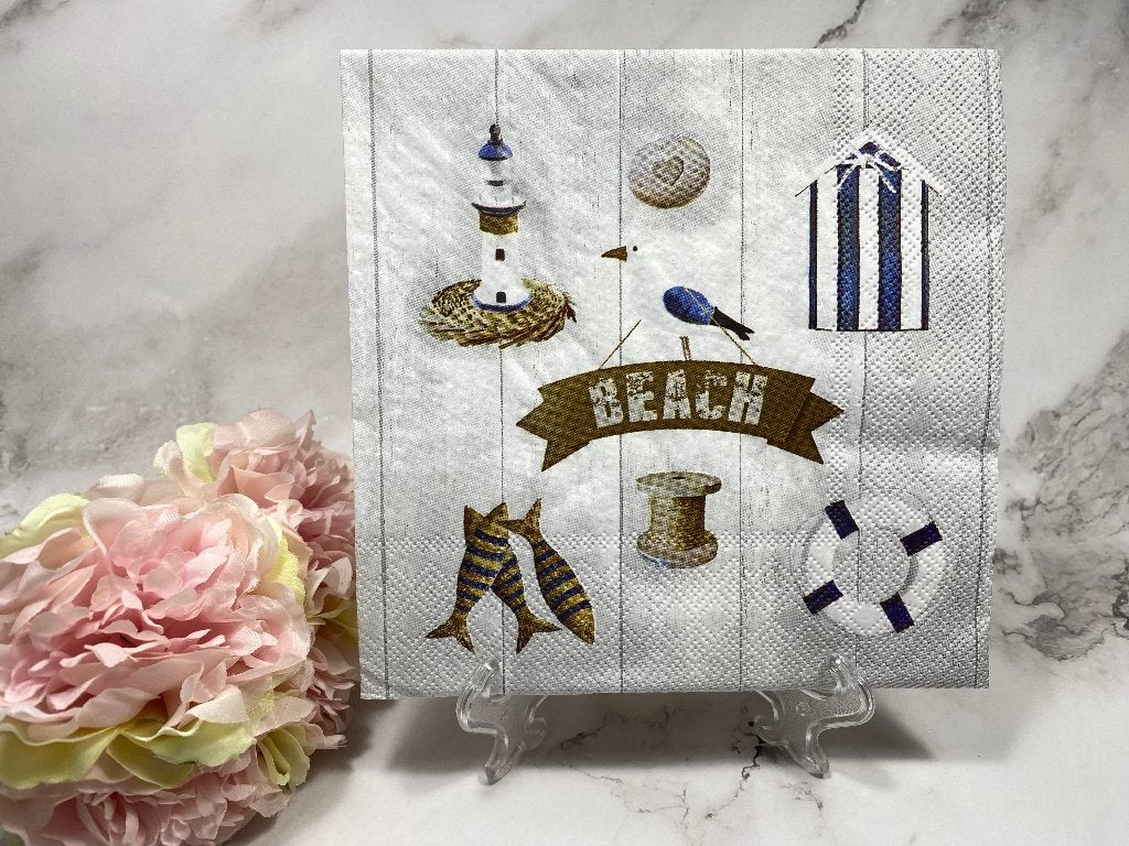 Knutsel servetten Beach huisje vuurtoren vissen 543, Ophalen of Verzenden, Nieuw, Papier of Karton, Knutselmateriaal