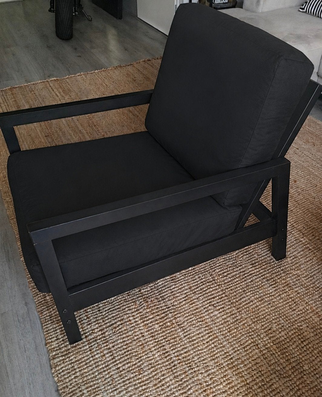 Vintage IKEA LILLBERG Fauteuil - Zwart - Nike Karlsson, Ophalen, Scandinavisch, Modern, Vintage, 75 tot 100 cm, Zo goed als nieuw