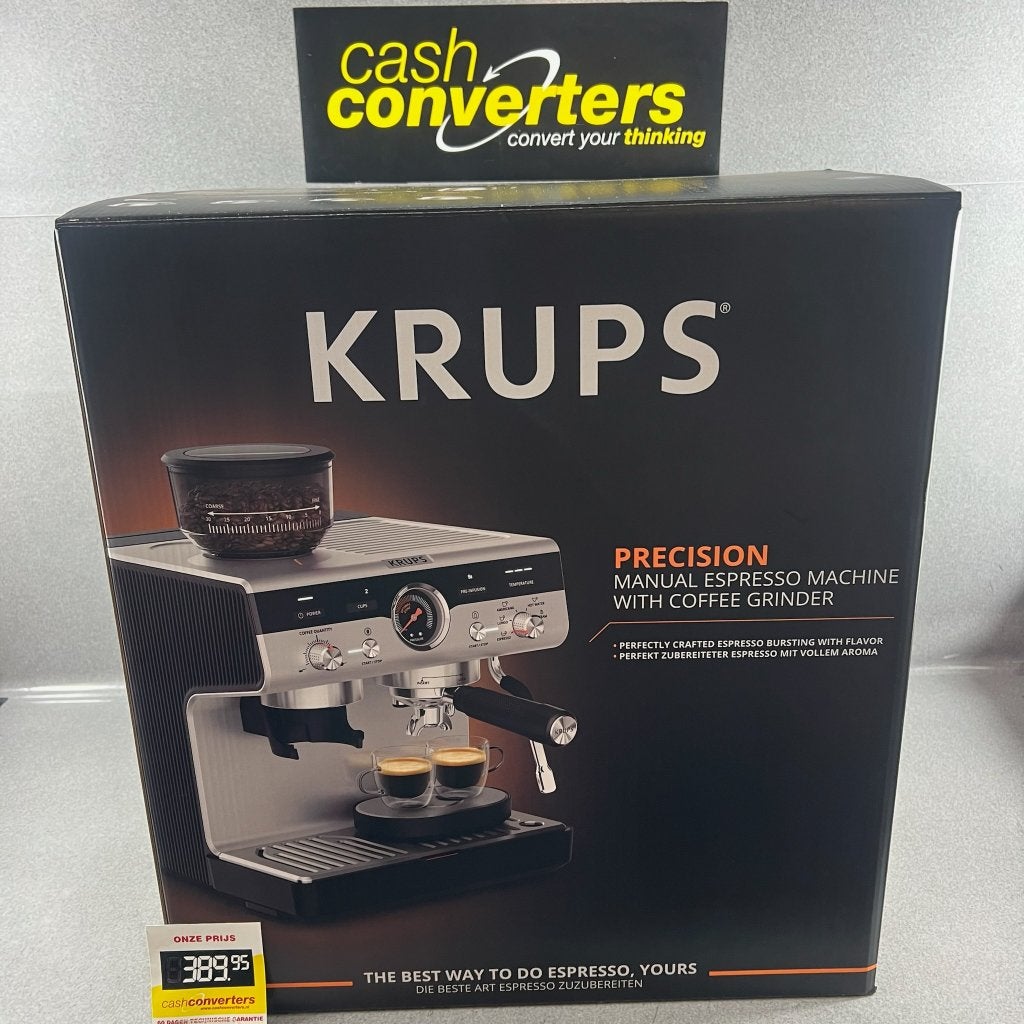 Krups Precision XP801T pistonmachine + ingeb.molen | 417514, Stoompijpje, 2 tot 4 kopjes, Koffiemachine, Nieuw