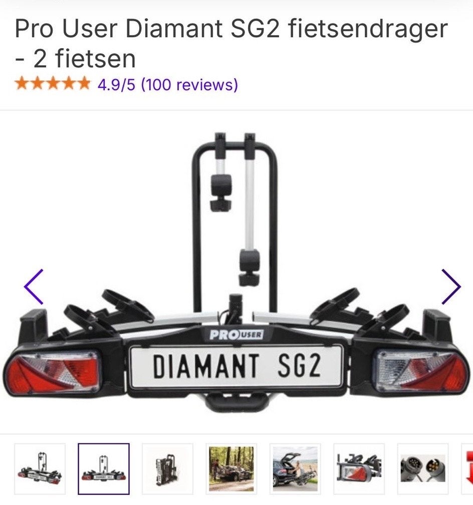 Pro User Diamant SG2 fietsendrager - 2 fietsen, Auto diversen, Fietsendragers, Ophalen, Zo goed als nieuw, 2 fietsen, Trekhaakdrager