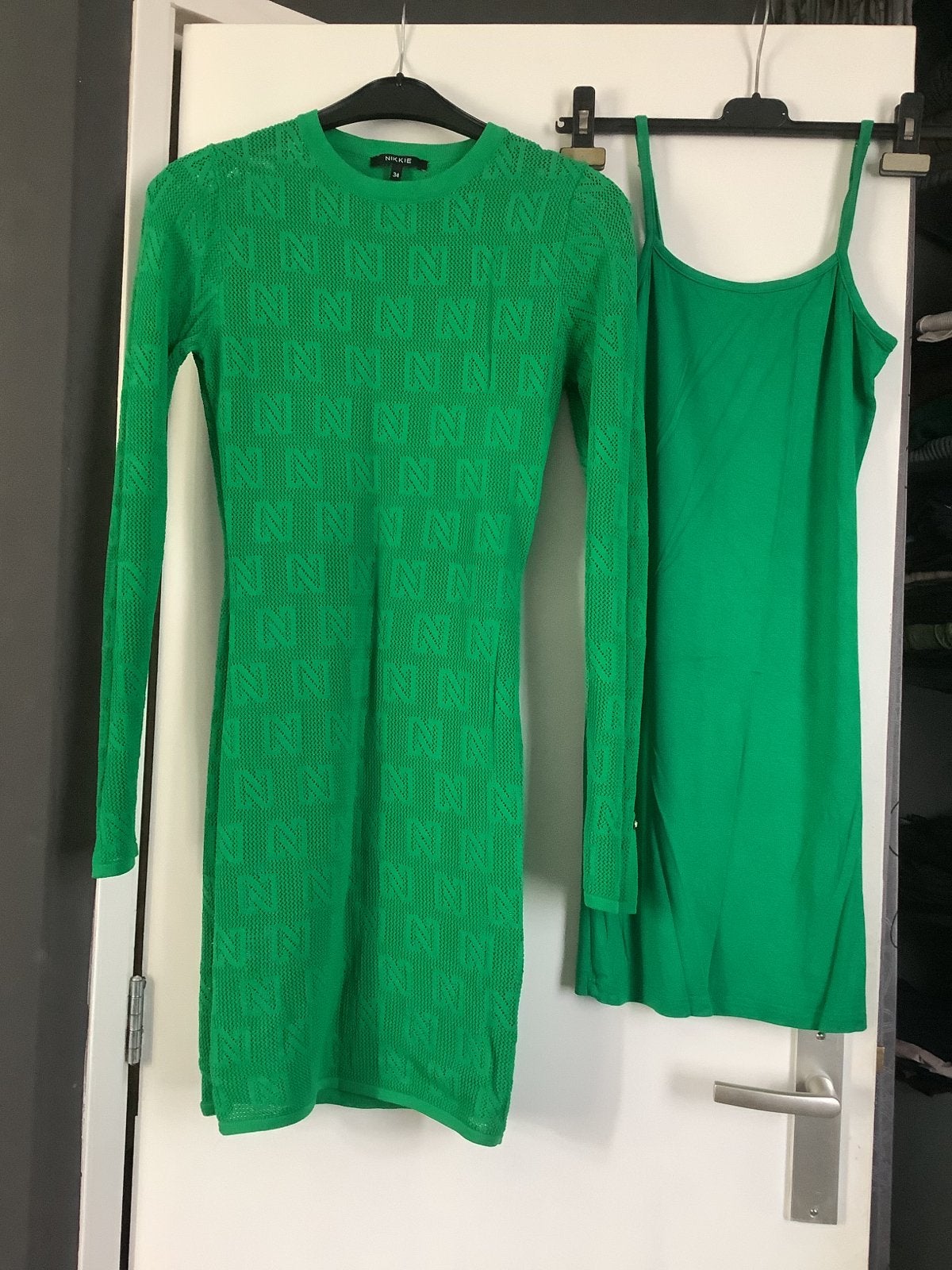Nikkie jurk met N-patroon en onderjurk - Maat 34, Ophalen of Verzenden, Zo goed als nieuw, Maat 34 (XS) of kleiner, Boven de knie