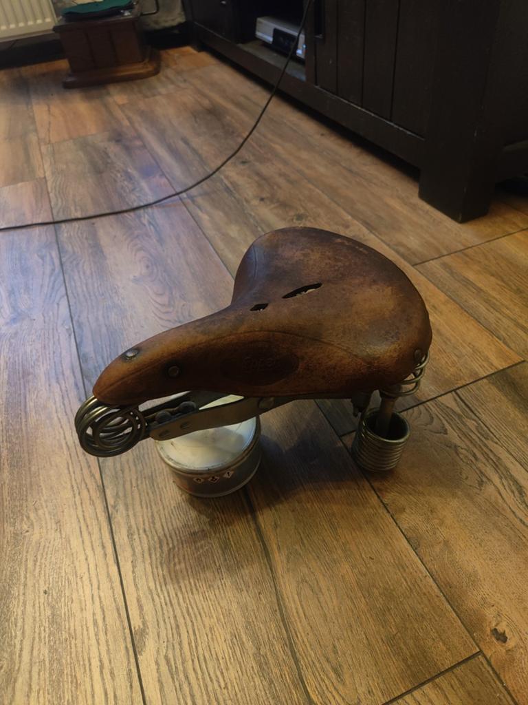 Antiek bruin Lepper fiets zadel, Oldtimerfiets, Gebruikt, Leer, Lepper