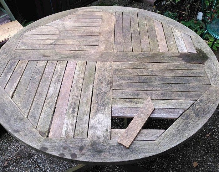 houten ronde (120 cm) tuintafel met stoelen, Tuin en Terras, Ophalen, Gebruikt, Rond, Hout