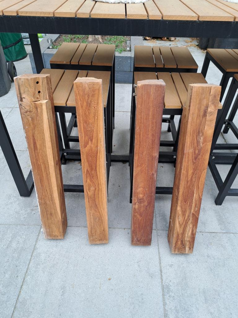 Teakhouten tafelpoten, 75cm hoog , 10cm breed, Ophalen, 250 cm of meer, Palen