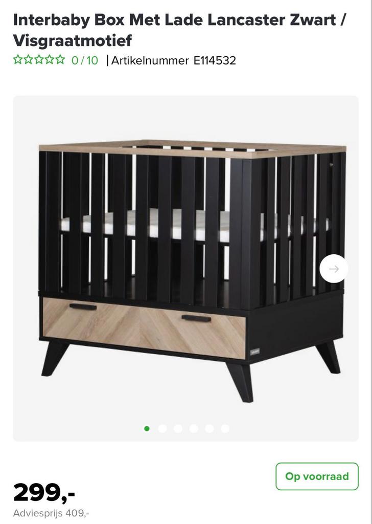 Interbaby Box Lancaster Zwart / Visgraatmotief, Kinderen en Baby's, Boxen, Ophalen, Zo goed als nieuw, Rechthoekig, Lade
