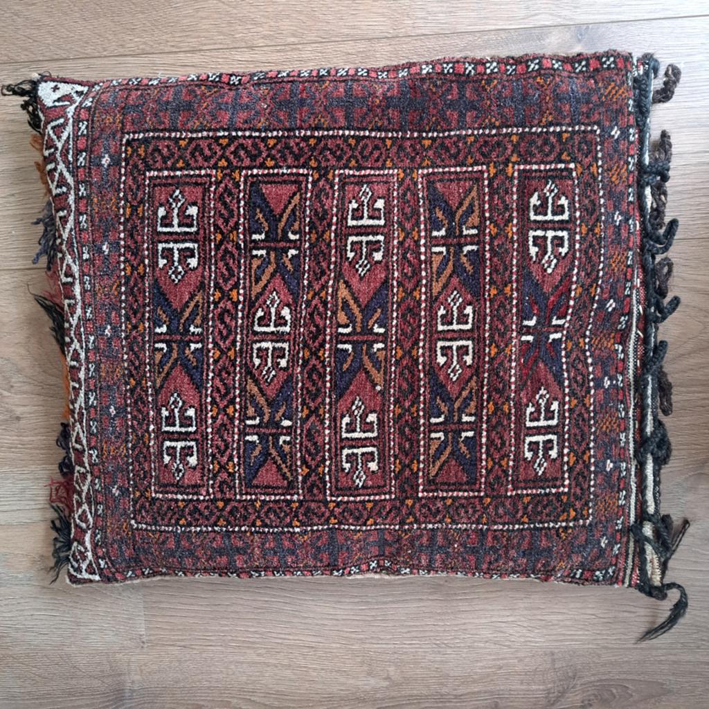 Vintage Handgeweven Kleine kleedjes / Kelim Kussen, Ophalen, Gebruikt, Rood, Rechthoekig