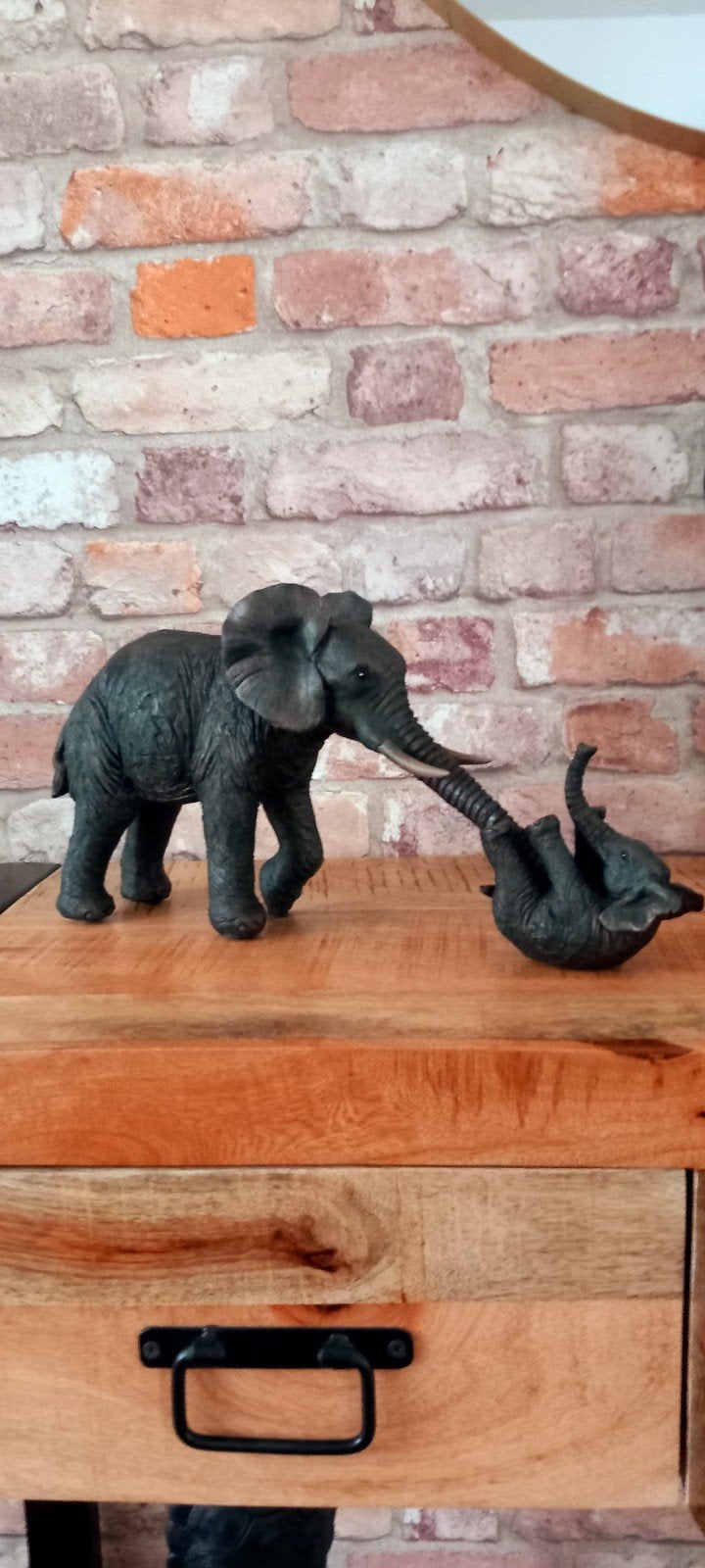 35cm Moeder Olifant Met Baby Olifant Aan der Slurf Beeld, Ophalen of Verzenden, Nieuw, Dier