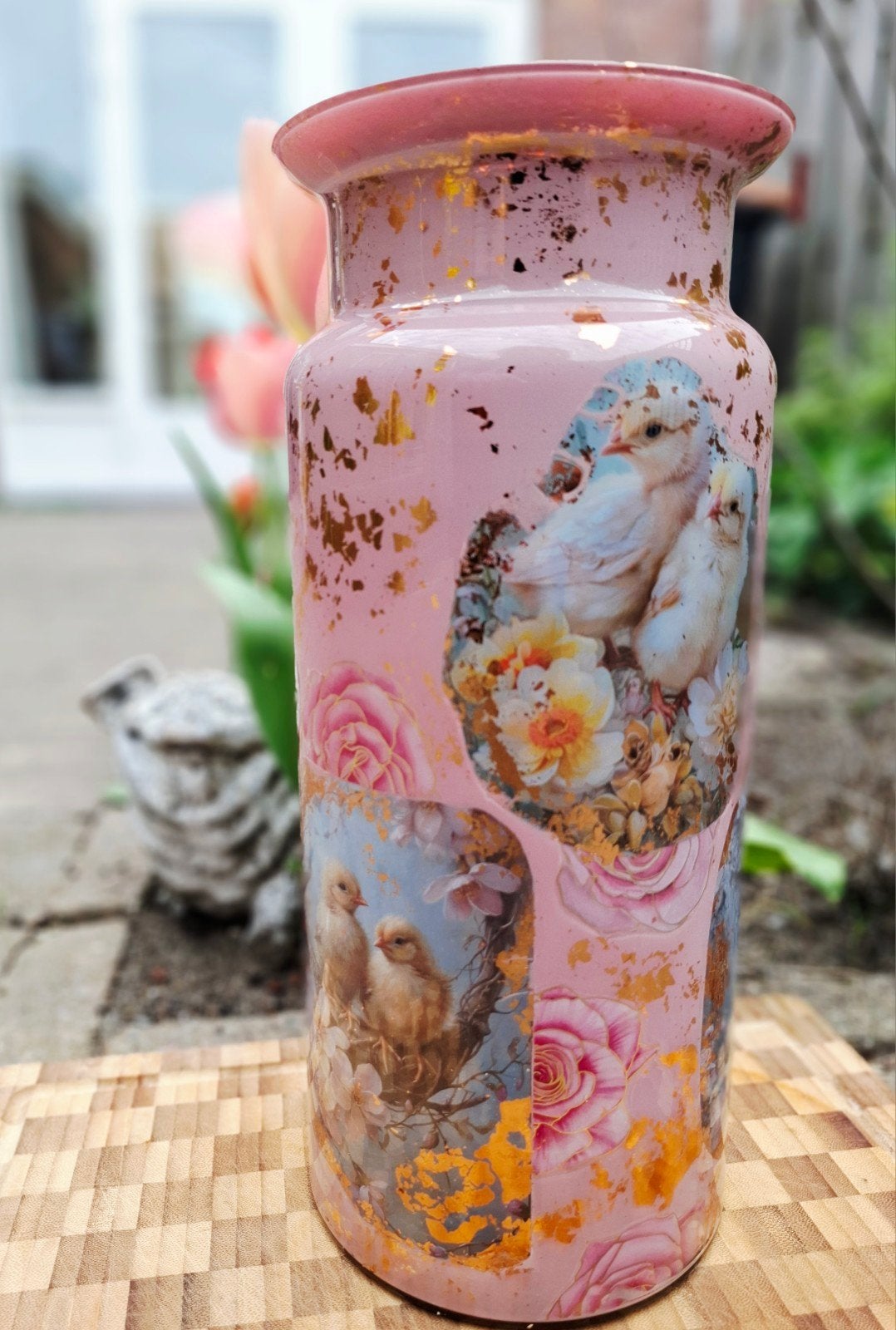 Decoratieve vazen met dierenprint en bladgoud, Antiek en Kunst, Ophalen of Verzenden