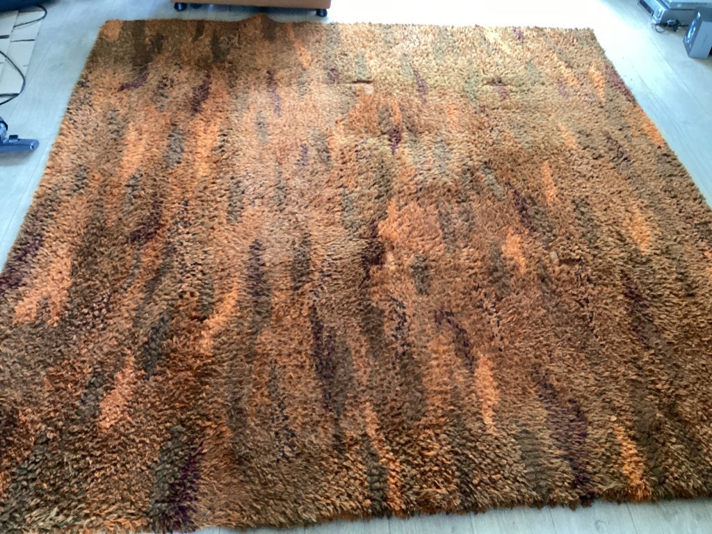 Vloerkleed, wol, handgemaakt, Ophalen, Gebruikt, Bruin, Vierkant