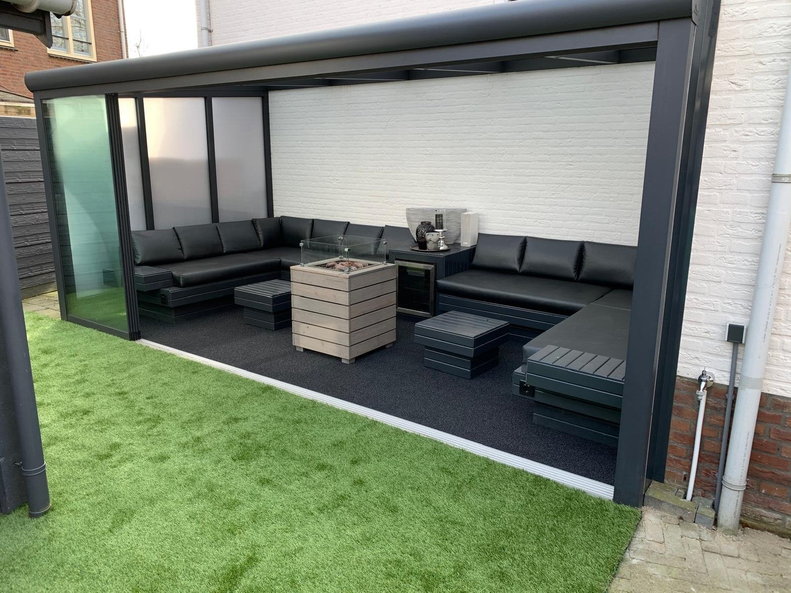 Luxe Maatwerk Banken met Lederen Kussens - Binnen/Buiten, Ophalen, Meer dan 8 zitplaatsen, Zo goed als nieuw, Loungeset