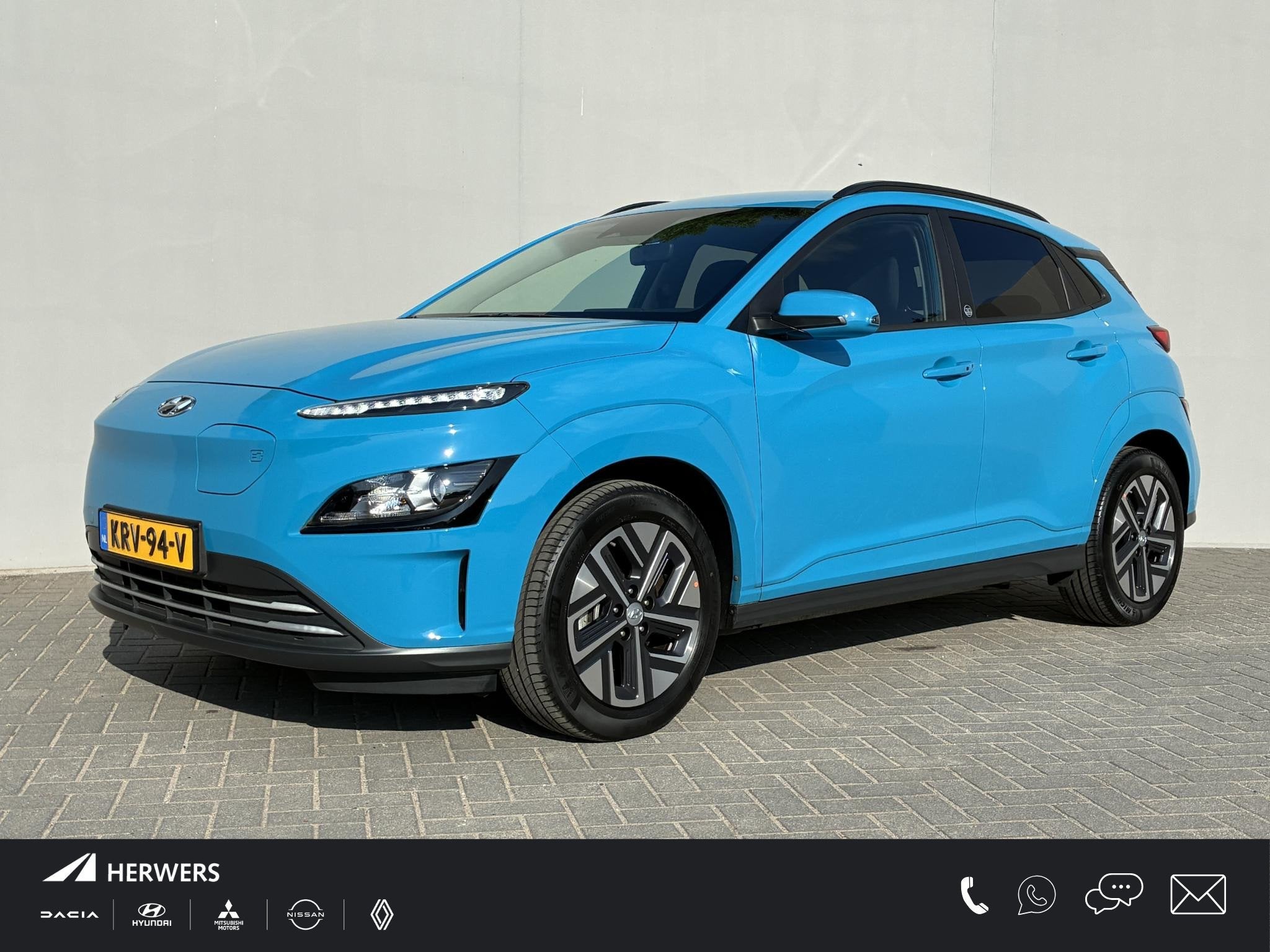 Hyundai Kona EV Fashion Design 39 kWh / SOH 97% / Fabrieksga, Auto's, 136 pk, Gebruikt, Blauw, Leder en Stof